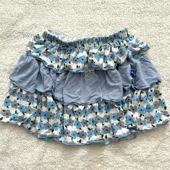 Kickee Pants Bamboo Tiered Ruffled Skirt Blue Flowers - Picture 1 of 9